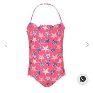 NWT Sunuva Neon Pink Starfish Ruched Swimsuit 2-3T